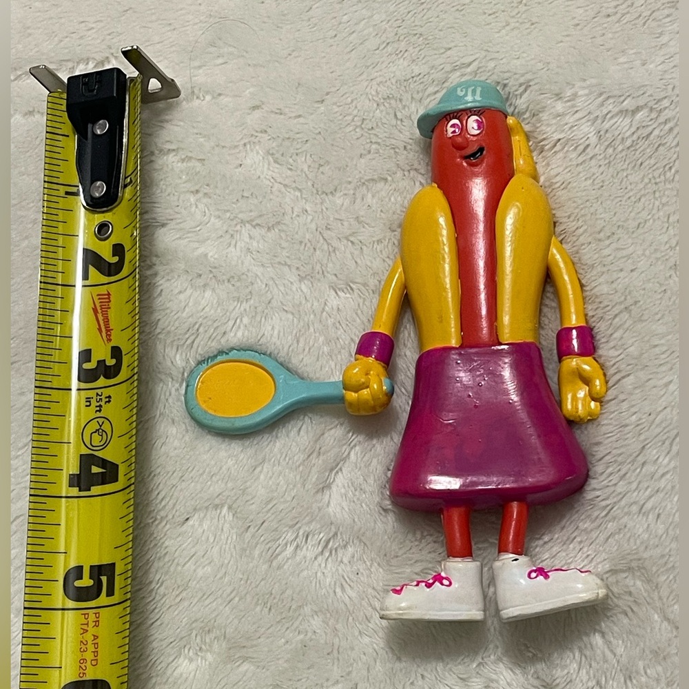 Vintage rare collectible toy Nathan’s Frankster Hot dog bendable tennis player